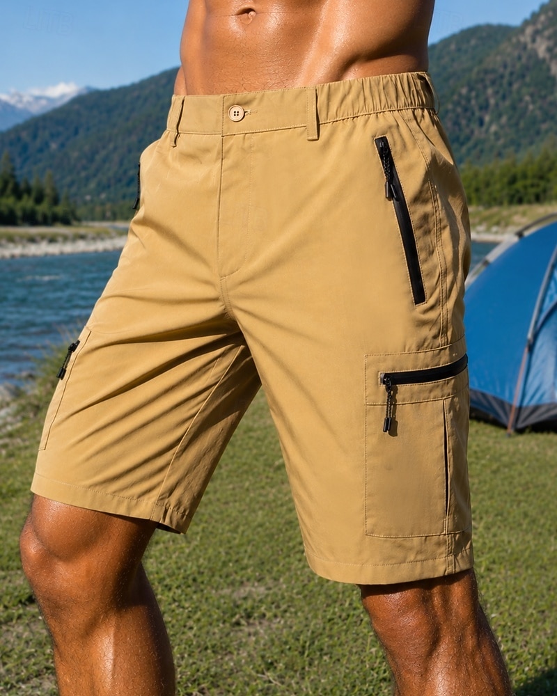 Homens Shorts ao ar livre Bermuda Cargo Shorts de caminhada Calções Cambat Verão Primavera Outono Ao ar livre Moderno Prova-de-Água Secagem Rápida Leve Respirável Calção Zípers Bolsos Cinzento Escuro de 2026 por $12.99 –P2