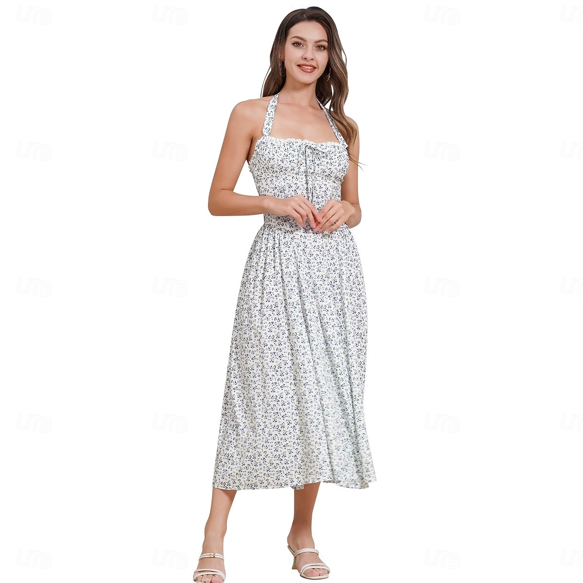 1950s Retro Vintage Midi Ankle Length Dress Sleeveless Floral Fit & Flare Halter Neck Fancy Dress Women's Valentine's Day Tea Party Casual Daily Adults' Dress Summer 2026 - $39.99 –P4