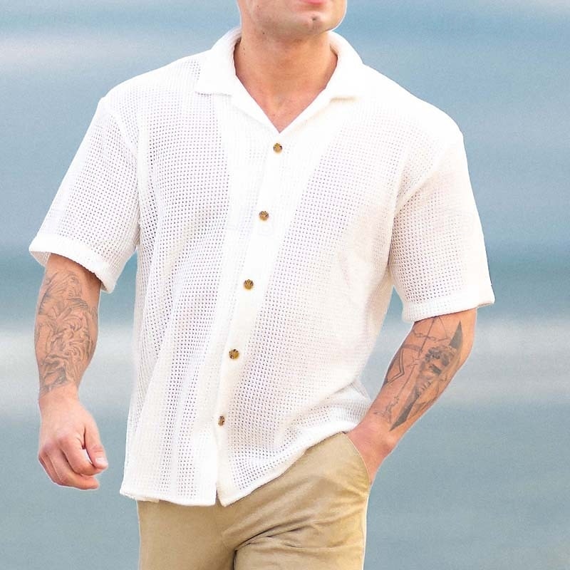 Hombre Camisa Camisa casual Abotonar la camisa Camisa Jacquard Negro Blanco Verde Trébol Albaricoque Manga Corta Plano Cuello Camisero Casual Diario Botones Ropa Elegante Moda Casual 2026 - $31.99 –P4