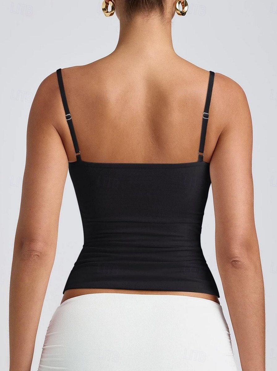 Femmes Débardeur Couleur Unie Élégant Occasionnel Sans manches Bretelles Fines Hauts Réguliers Occasionnel Quotidien Sports Bleu Kaki Noir Blanche Rose Claire Été de 2026 ? $16.49 –P2