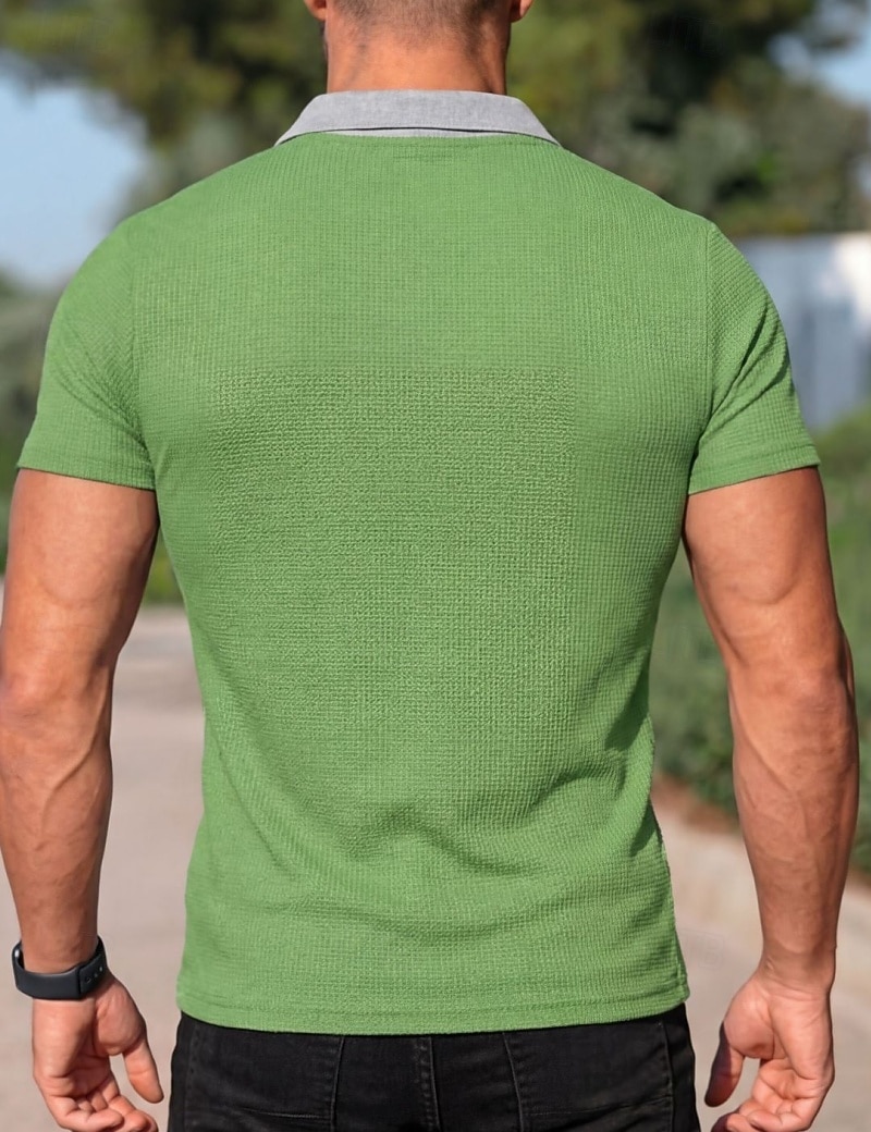 Homme Chemises Polo Gaufre Polo Occasionnel Rue Revers Manche Courte Basique Moderne Bloc de Couleur Avec Poches Poids Léger Été Printemps Coupe régulière Noir Blanche Bleu Roi Vert Kaki Chemises de 2026 ? $18.99 –P2