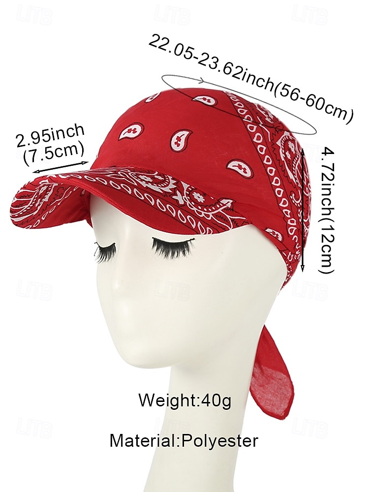 Women's Bandana Baseball Cap, Breathable Polyester Tie Back Sun Hat, Paisley Print Head Scarf Cap for Summer Beach Vacation, Riding, Camping, Casual Outdoor Wear 2026 - $9.99 –P12