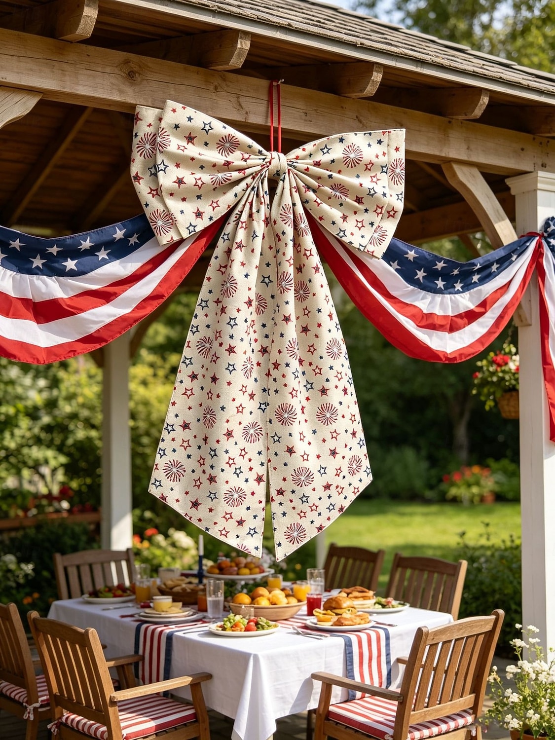 Fiocco decorativo per il 250° anniversario degli Stati Uniti, fiocco patriottico da appendere, rosso, bianco e blu, ghirlanda per la porta del 4 luglio, fiocco per la porta d'ingresso, portico, del 2026 a $18.99 –P13
