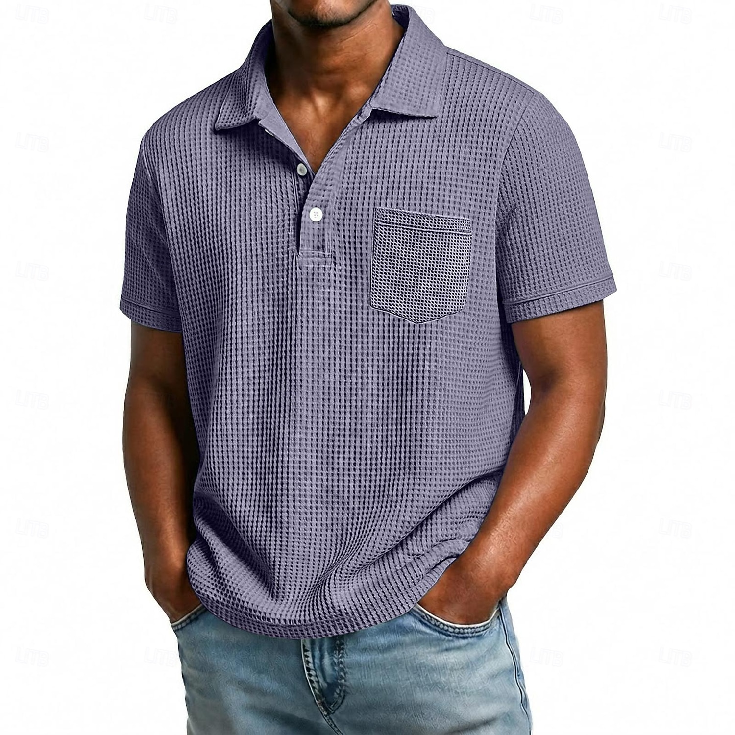 Men's Golf Shirt Waffle Knit Polo Shirt Casual Business Classic Short Sleeve Fashion Modern Solid Color Plain Buttons Summer Spring All Seasons Regular Fit White Light Green Burgundy Navy Blue Dark 2026 - $21.99 –P3