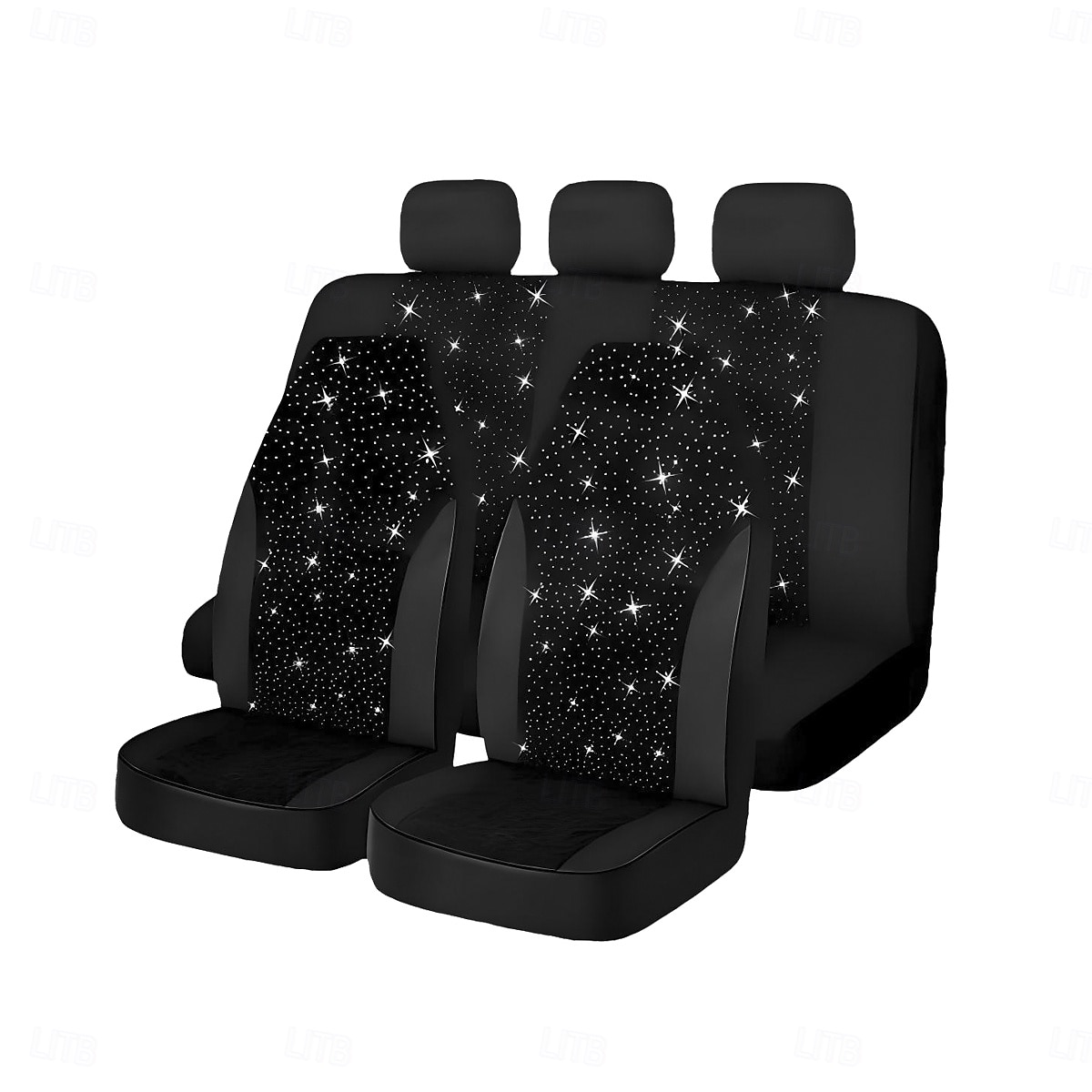 7 Pcs Bling Car Seat Covers Full Set for Women, Sparkling Rhinestone Diamond Starry Sky Universal Fit for Sedan SUV Truck, Elegant Black Breathable Auto Interior Decor Accessories 2026 - $33.99 –P1