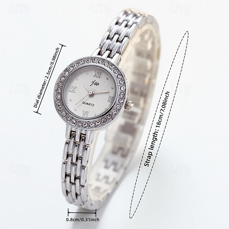 Elegant Women's Jewelry Bracelet Watch, Ladies Small Face Luxury Dress Wristwatch with Rhinestone Bezel & Roman Numerals, Fashion Quartz Watch Gift for Her, Rose Gold and Silver Tone 2026 - $14.99 –P7