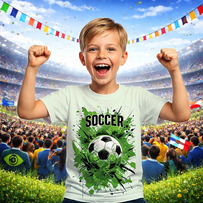 Boys' 3D Graphic Football Soccer T Shirts T shirt Tee Short Sleeve 3D Print Summer Spring Sports Fashion Streetwear Kids 4-12 Years Crew Neck Casual Daily Outdoor Regular Fit 2026 - $15.99 –P4