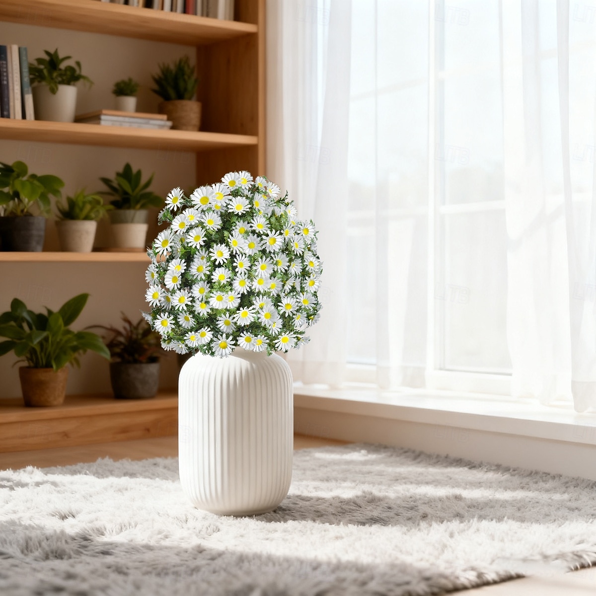 Estaca de crisântemo artificial branco de 56 cm (22 polegadas), topiaria de margarida artificial para casa, jardim e quintal. &decoração de jardim, casamento &Flores artificiais duráveis para festas, de 2026 por $39.99 –P7