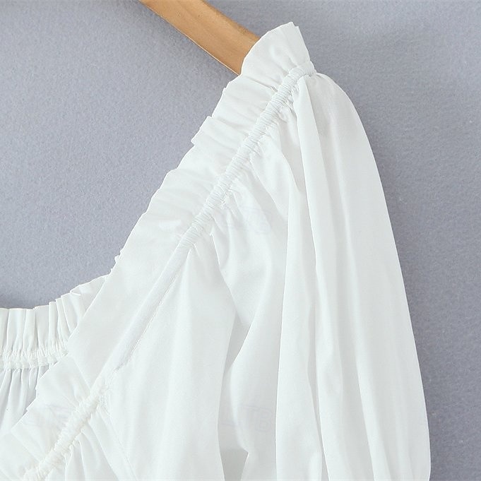 Medieval Renascentist Cottagecore Lungime Gleznă Rochii Chemise Balon / Puf Mâneci scurte vrăjitoare Zana Țăran În U Costume de fancy Pentru femei Fantezie Halloween Carnaval Casul / Zilnic Târgul 2026 - $60.99 –P4