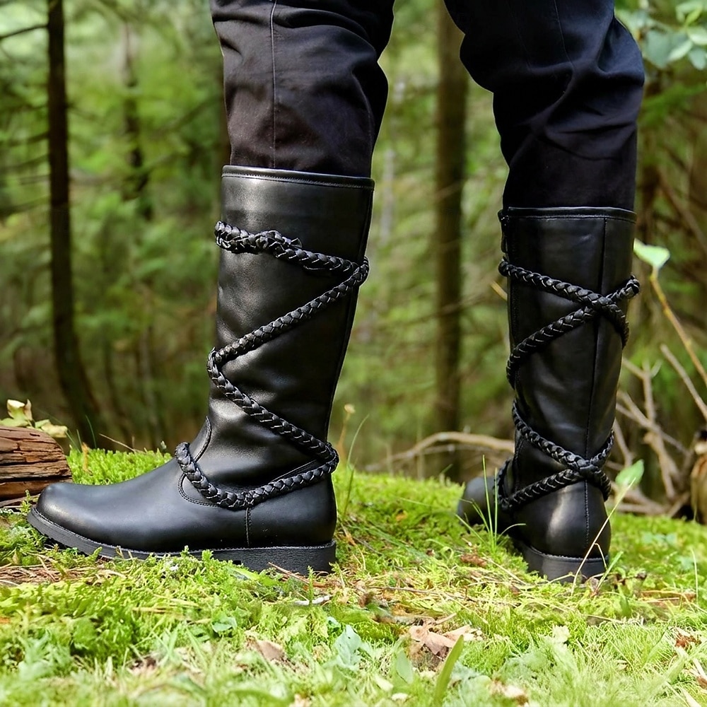 Medieval Renacimiento Zapatos Botas Botas hasta la rodilla Pirata Vikingo Cruzado Plano Disfraz Hombre Celta Pirata Víspera de Todos los Santos Mascarada Fiesta y Noche LARP Feria Ren Adultos Adulto 2026 - $58.99 –P9