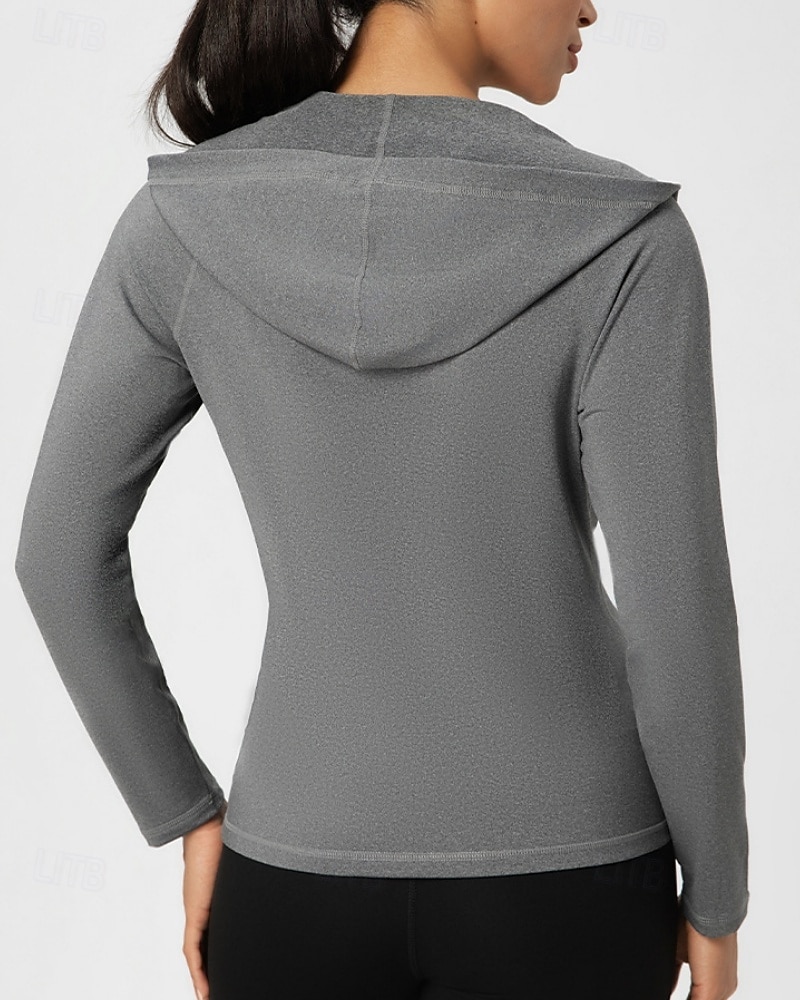 Women's Solid Colored Workout Shirt Tennis Sports Jacket Long Sleeve Zipper Pocket Quick Dry Lightweight Moisture Wicking Breathable Tennis Golf Pickleball Hooded Jacket Black Pink Navy Blue Tennis 2026 - $24.99 –P10