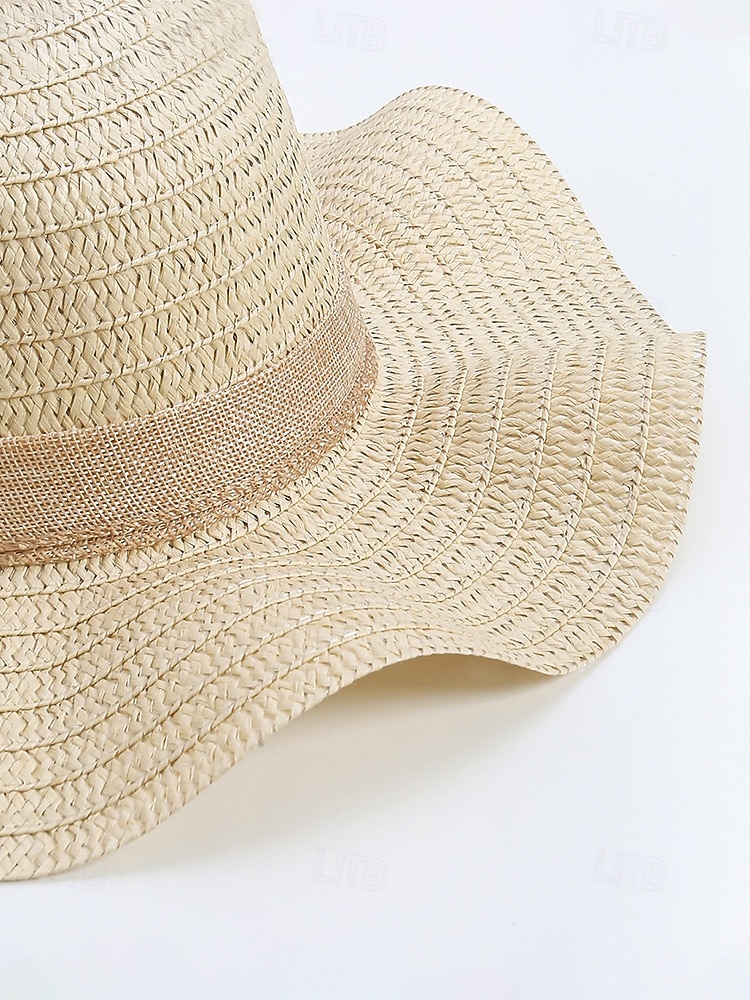 Chapeau de soleil bohème en paille pour femme, chapeau de plage pliable multicolore avec nœud papillon, chapeau à larges bords portable pour une tenue décontractée de 2026 ? $11.99 –P9