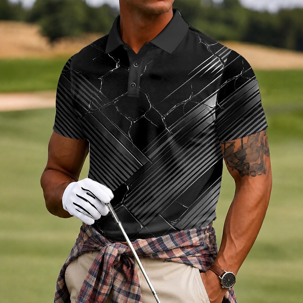 Men's Abstract Geometic Polo Shirts Short Sleeve Polo Shirts Lapel Casual Athleisure 3D Print Buttons Breathable Mesh Spring & Summer Blue Red Gray 2026 - $21.99 –P3