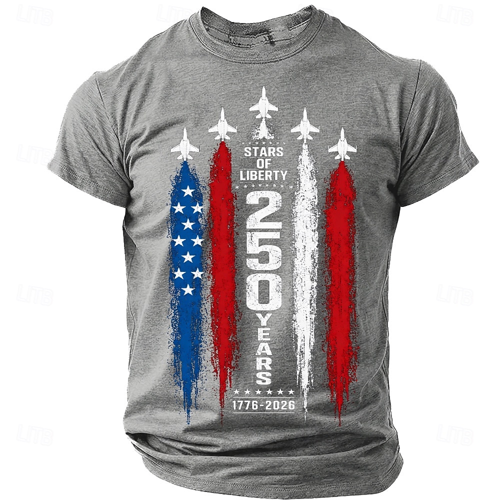 4 juillet 2026, 250e anniversaire Homme Drapeau Américain T-shirt Manche Courte T-shirt Impression 3D Col ras du cou Chemise Mode Occasionnel Quotidien Rue Bleu Noir Vert Été Printemps Vêtement Tenue de 2026 ? $18.99 –P1