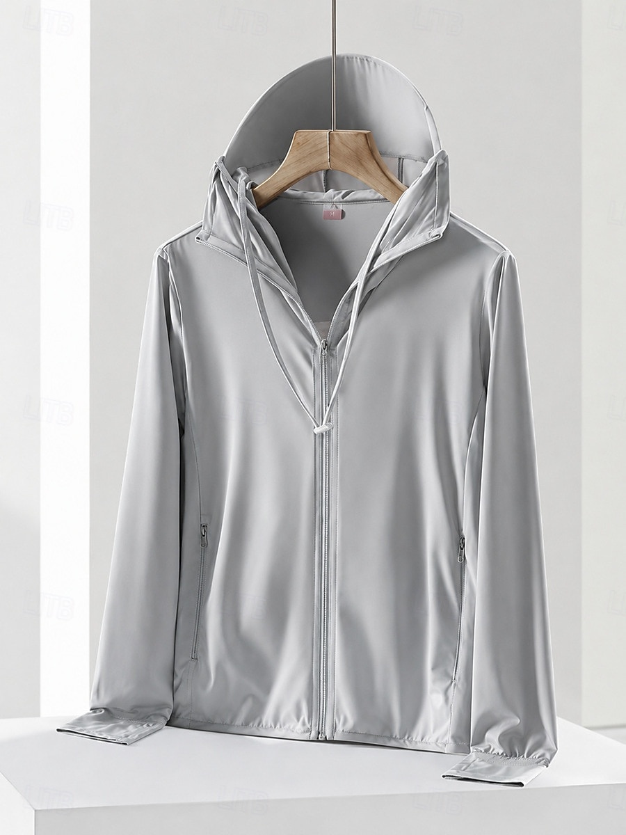 Women's Casual Jacket Sun Protection Quick Dry Adjustable Casual Solid Color Casual Regular Hooded Regular Fit Long Sleeve Outerwear White Sky Blue Purple Summer Spring 2026 - $21.99 –P10