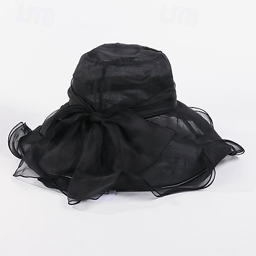 hoed Organza Zomerhoed Slappe hoed Bruiloft Elegant Romantisch Dame Met Strik Helm Hoofddeksels 2026 - $63.99 –P20