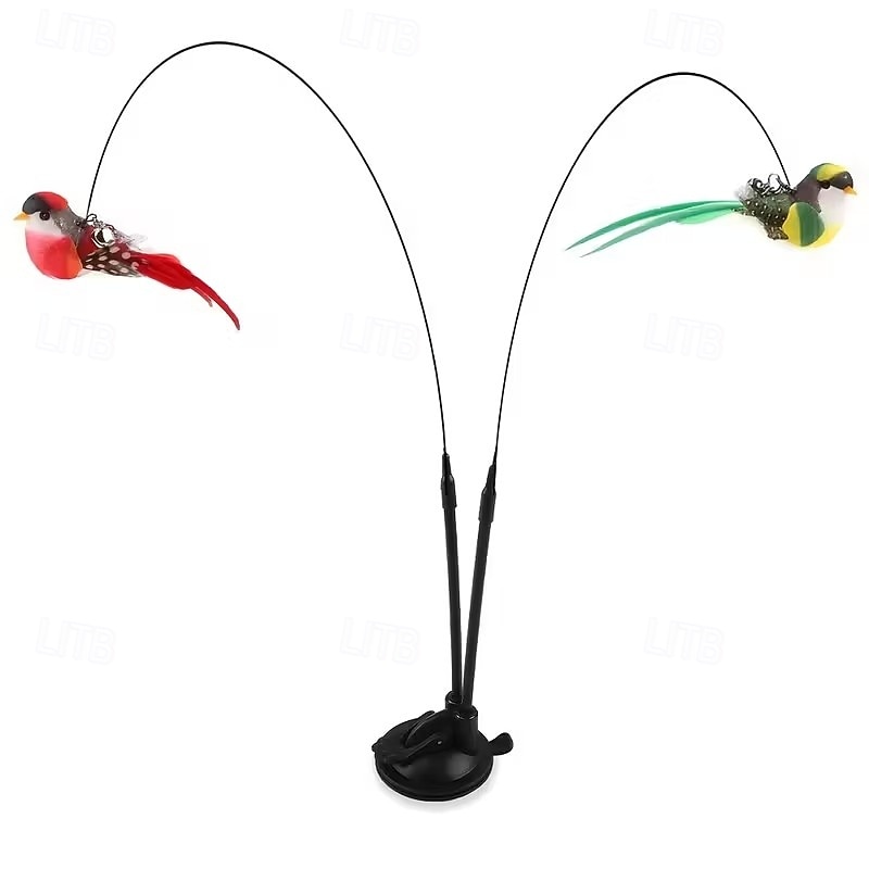 Interactive Cat Teaser Wand Set with Realistic Birds, Handfree Long Pole&Double Rod, Bell And Strong Suction Cup for Active Play 2026 - $19.99 –P6