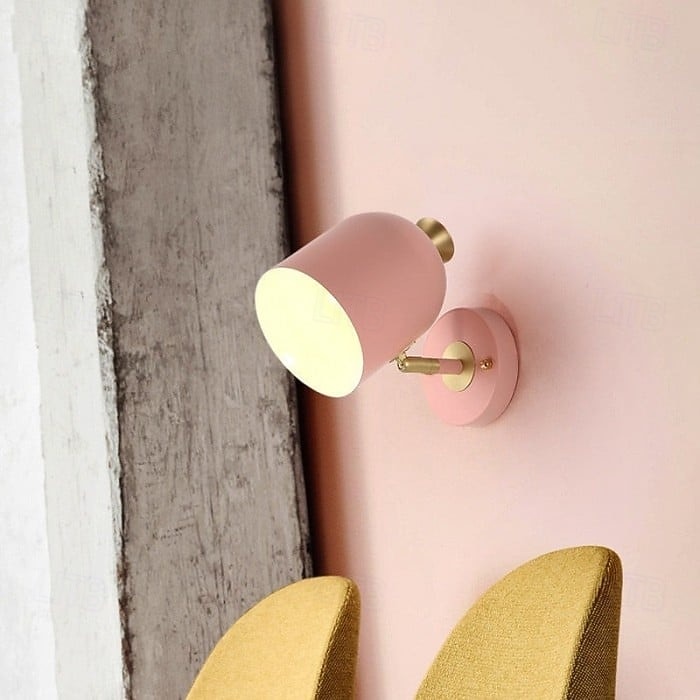 Cute Macaron Wall Lamp, 4 Color Options Green/Pink/Blue/Yellow, E27, Adjustable Cylindrical Lampshade, Metal Wall Sconce for Bedroom, Kids Room, Nursery, Living Room, Nordic Modern Decor 2026 - $90.99 –P16