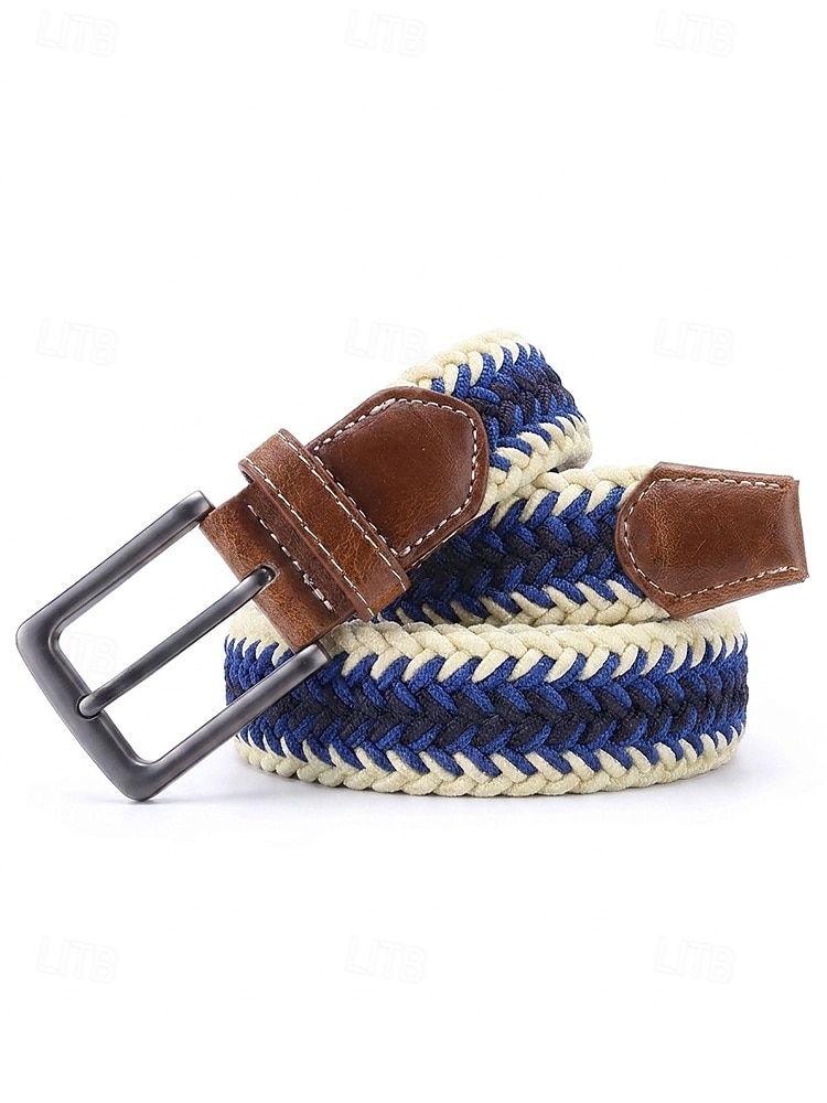 Cinto masculino trançado elástico com ponteiras de couro e fivela de pino, casual e elegante, com ajuste regulável para homens maduros, ideal para uso diário e viagens. de 2026 por $19.99 –P7