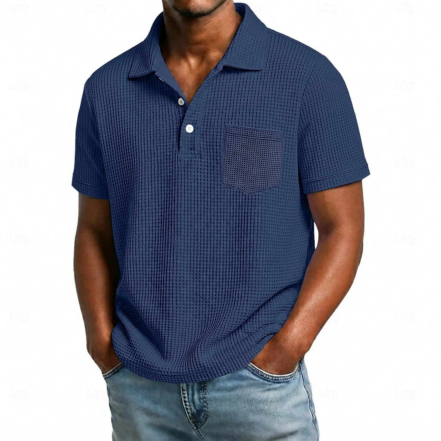 Men's Golf Shirt Waffle Knit Polo Shirt Casual Business Classic Short Sleeve Fashion Modern Solid Color Plain Buttons Summer Spring All Seasons Regular Fit White Light Green Burgundy Navy Blue Dark 2026 - $21.99 –P6
