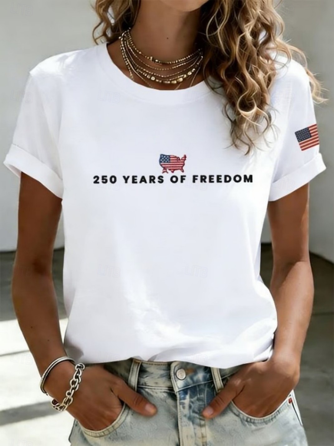 American Independence Day Women's T Shirt Print Graphic Flag Letter Vintage Fashion Stylish Short Sleeve Crew Neck Round Neck Regular Tops Casual Daily Weekend White White 2 White 3 Summer Spring 2026 - $21.99 –P3