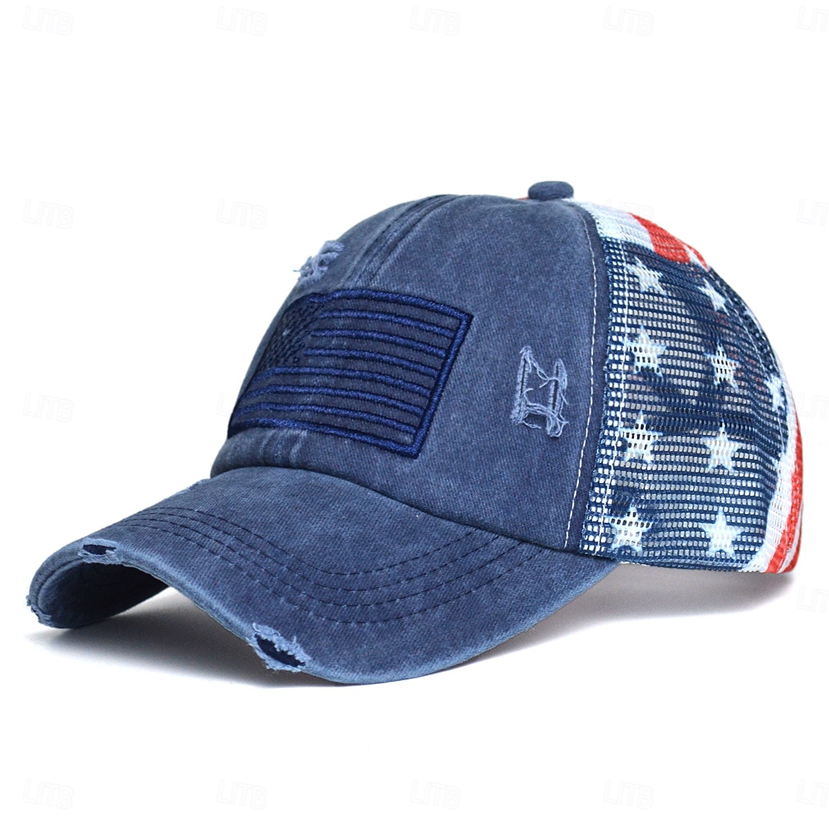 Bold Freedom Ponytail Cap, patriotische Baseballkappe mit Used-Look und amerikanischer Flagge für Damen, Trucker-Cap aus gewaschener Baumwolle, verstellbarer Sonnenhut mit Klettverschluss zum 250. 2026 - $16.99 –P3