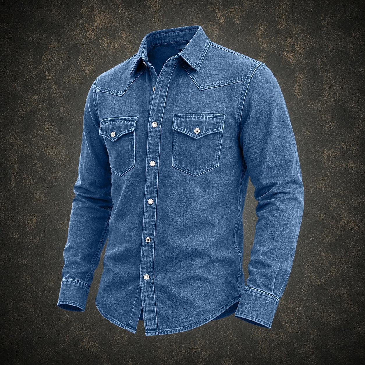 Camisa masculina Softfade™, estilo cargo, lavagem ácida, tingida em preto, bordô, verde, azul claro, manga longa, lisa, gola, casual, para uso diário, com bolso frontal, elegante e moderna. de 2026 por $32.99 –P7
