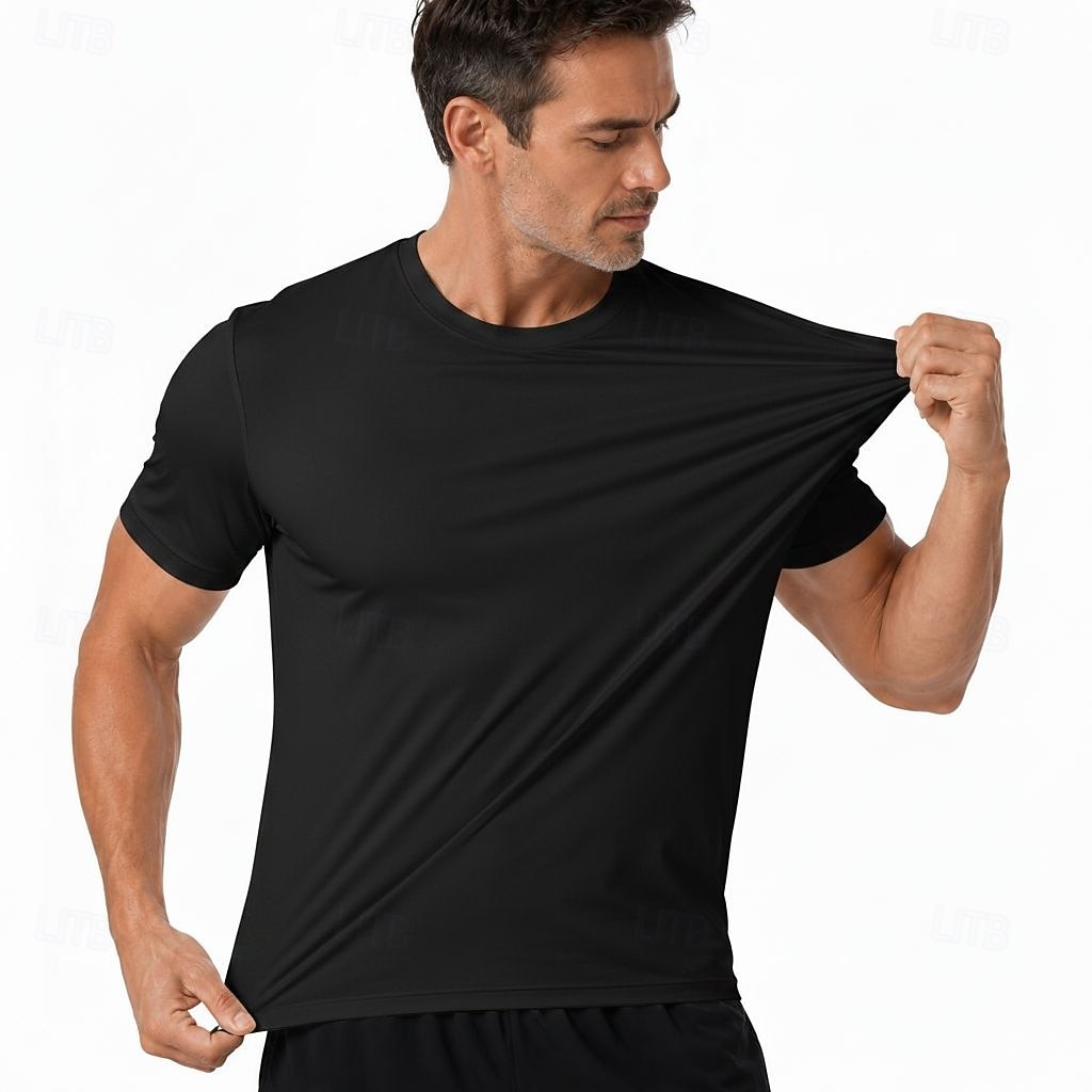 Men's T Shirt Tee Top Short Sleeve Crew Neck Summer Spring Plain Casual Athletic Quick Dry Slim Casual Daily Sports Light Blue Black White Top Tee for Men 2026 - $20.99 –P7