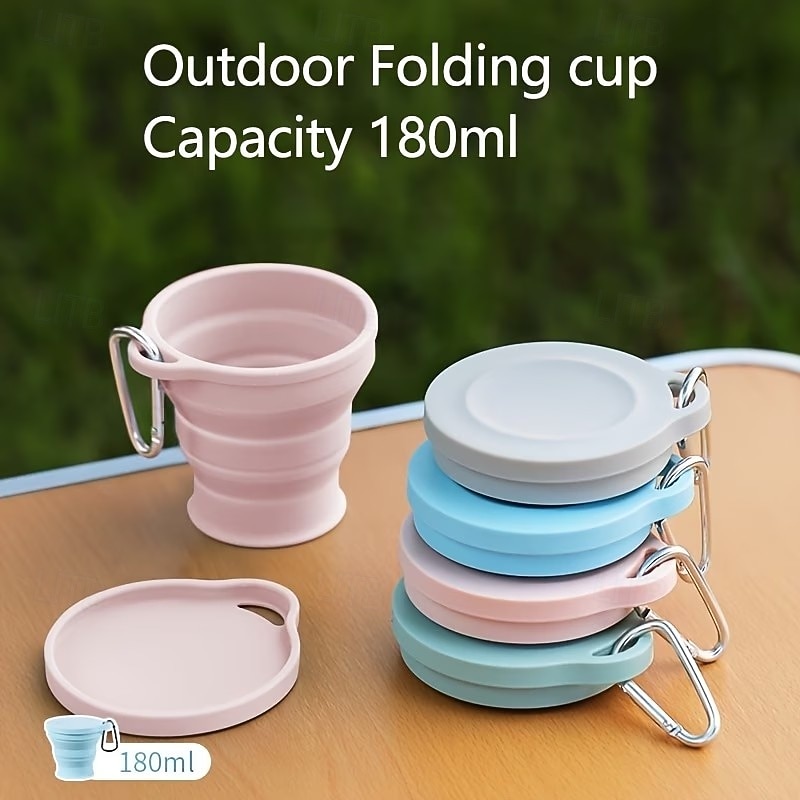 Conjunto de 3/6 copos dobráveis de silicone para uso externo com mosquetão, copos de bebida dobráveis, copos de água criativos e práticos com tampa de silicone multiuso. de 2026 por $14.49 –P1