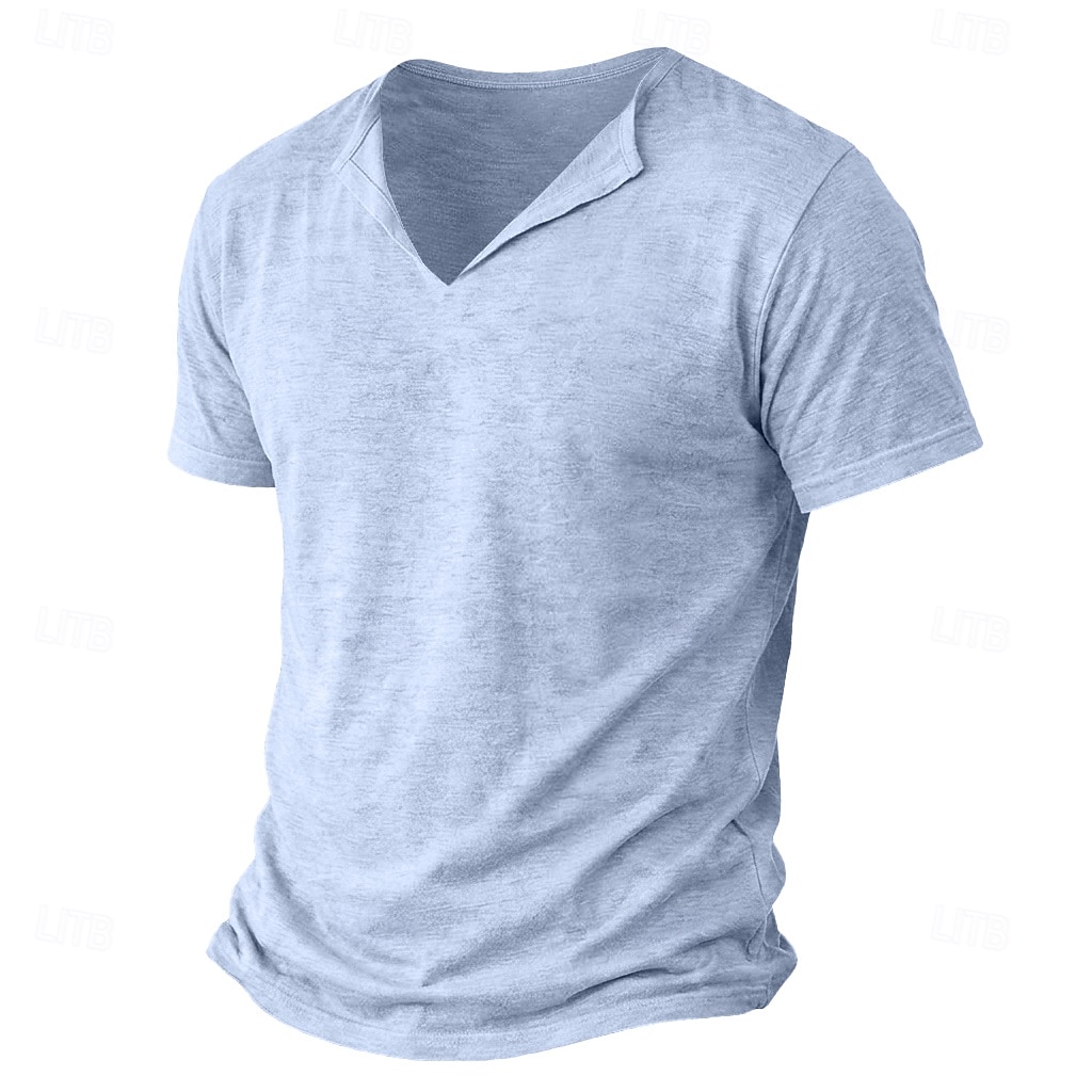 Per uomo Maglietta Maglietta in lino Manica Corta Maniche Corte Scollo a V Primavera & Estate Estate Primavera Semplice Moda Designer Essenziale Morbido Casuale Vacanza Streetwear Blu Bianco Nero del 2026 a $14.99 –P4