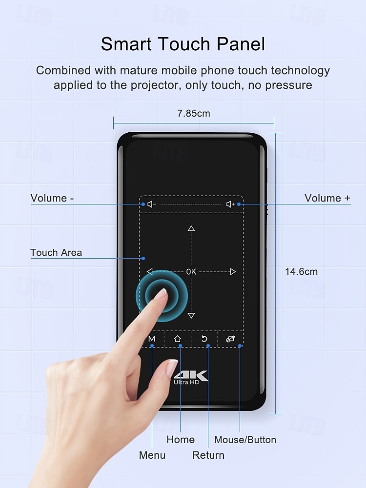 Умный мини-проектор DLP с Wi-Fi 5G и Bluetooth, портативный карманный проектор с поддержкой декодирования 4K, коррекцией трапецеидальных искажений, ручной фокусировкой, сенсорным управлением, проектор 2026 - MXN $7729.38 –P14