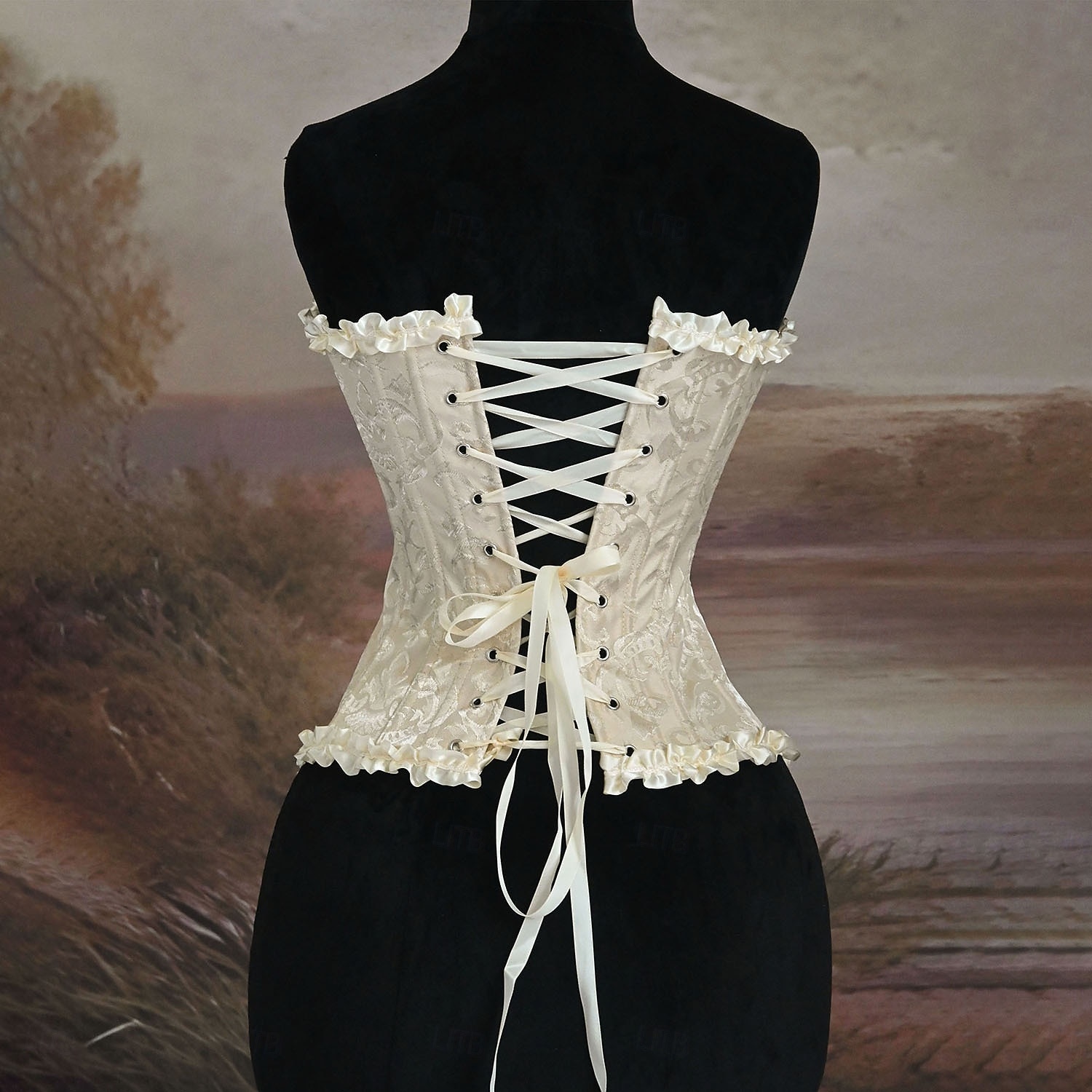 Medieval Renaissance Corset Overbust Corset Noblewoman Jacquard Lace up Floral Fancy Dress Women's Royal Halloween Carnival Renaissance Fair LARP Adults' Corset Spring & Summer 2026 - $36.99 –P2