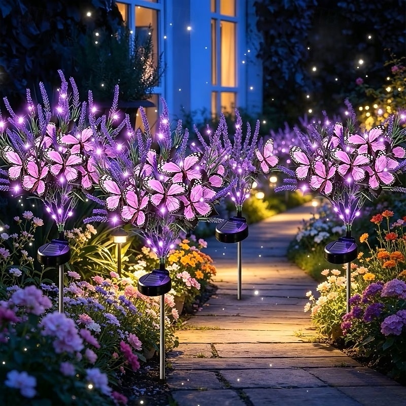 2/4 PCS Solar Simulation Lavender Butterfly Lawn Light Waterproof Garden Floor Insert Lamp Park Pathway Villa Yard Terrace Holiday Decoration Lamp 2026 - $26.99 –P1