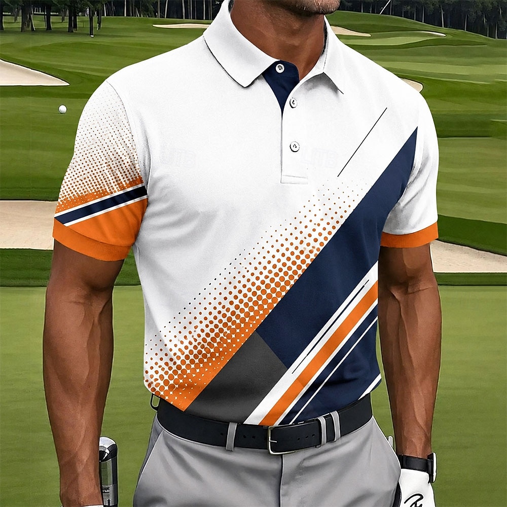 Miesten Geometrinen Golf Urheilu poolopaidat Lyhythihainen Poolopaidat Kauluspaidat Vapaa-aika Urheilu- ja treenivaatteet Arki-asut 3D-tulostus Napit Kevät kesä Sininen Laivaston sininen Oranssi 2026 - $22.99 –P1