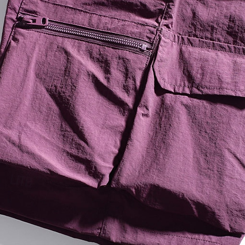 Herr Taktiska shorts Outdoor Shorts Beach Shorts Casual shorts Snörning Elastisk midja Flera fickor Ensfärgat Snabb tork Lättvikt Knelängd Ledigt Dagligen Streetwear Mode Klassisk Stil Svart Purpur 2026 - $25.99 –P6