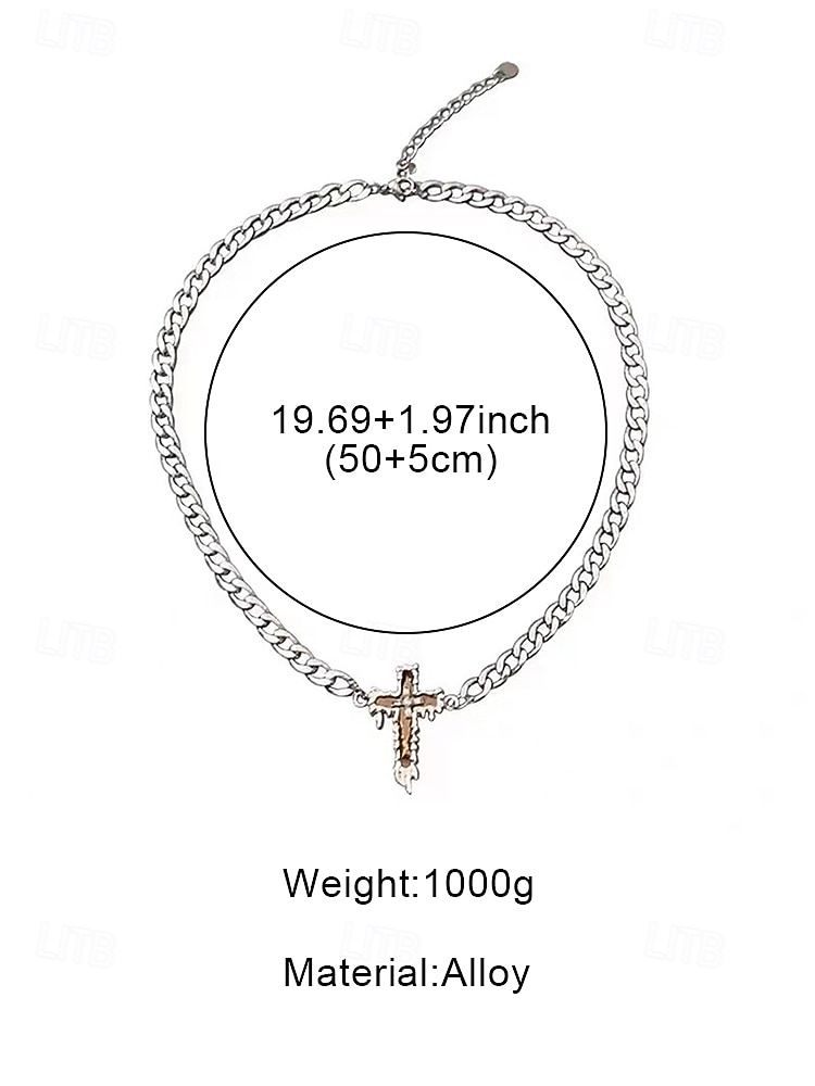 Men's Silver Cross Pendant Necklace, Thick Chain, Premium Metal Jewelry, Stylish and Mature for Men, Daily, Casual and Formal Wear 2026 - $7.99 –P7