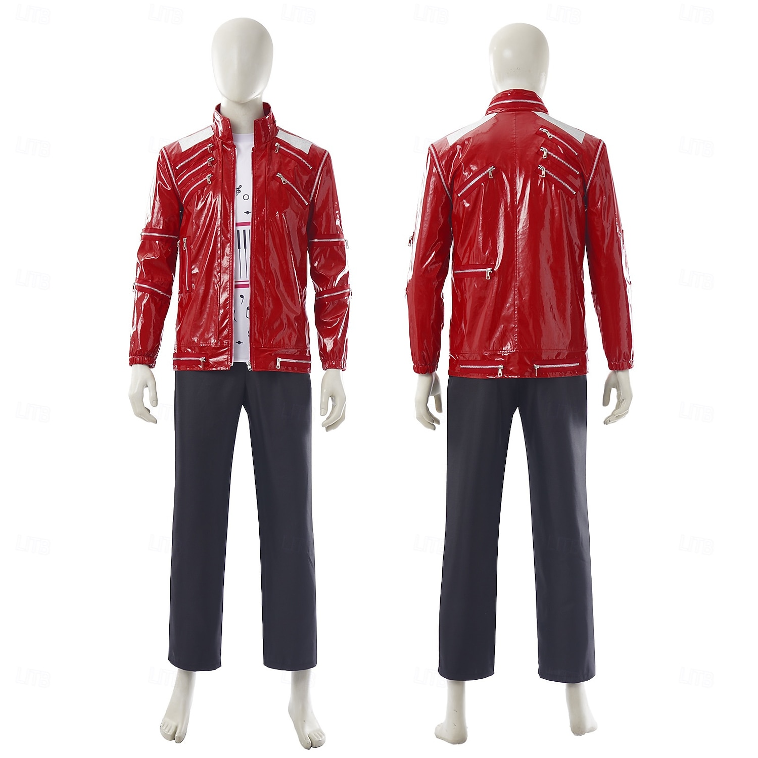 Popstar der 80er Sänger Kostüm mit roter Jacke Ausgefallene Kostüme Musik- und Bühnenikonen Retro Vintage 1980er for Herren Erwachsene Halloween Karneval Buchwoche Party Leistung Symphonie der 2026 - $88.99 –P2