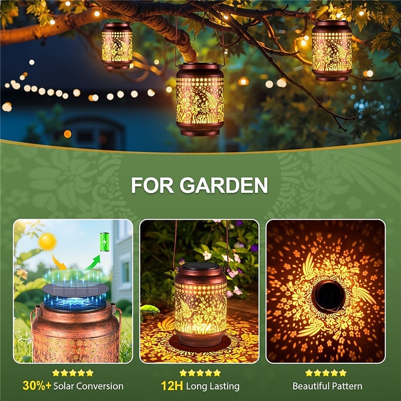 Solar Hummingbird Lanterns Outdoor Hanging Decor Lantern, Hollow Out Metal Decorative Garden Light, Graceful Decoration for Patio, Yard, Landscape, Walkway, Festival Decor Lighting 1X 2026 - $32.99 –P4