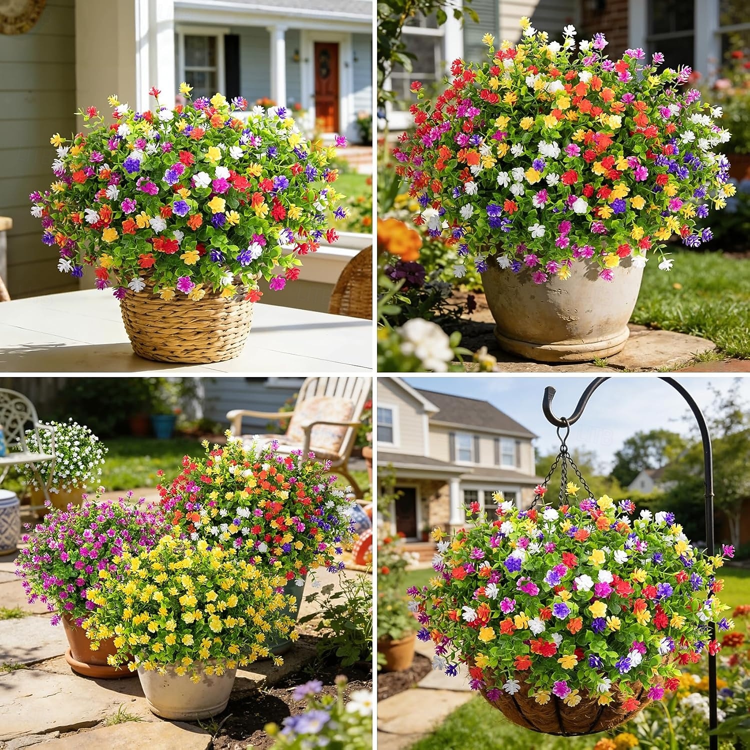 24 Bndel knstliche Blumen fr die Auendekoration, UV-bestndige  Kunstblumen, knstliches Grn, Eukalyptuspflanzen fr Frhling, Sommer,  Garten, Terrasse, Innen- und Auendekoration, mehrfarbig 2026 - 34.99