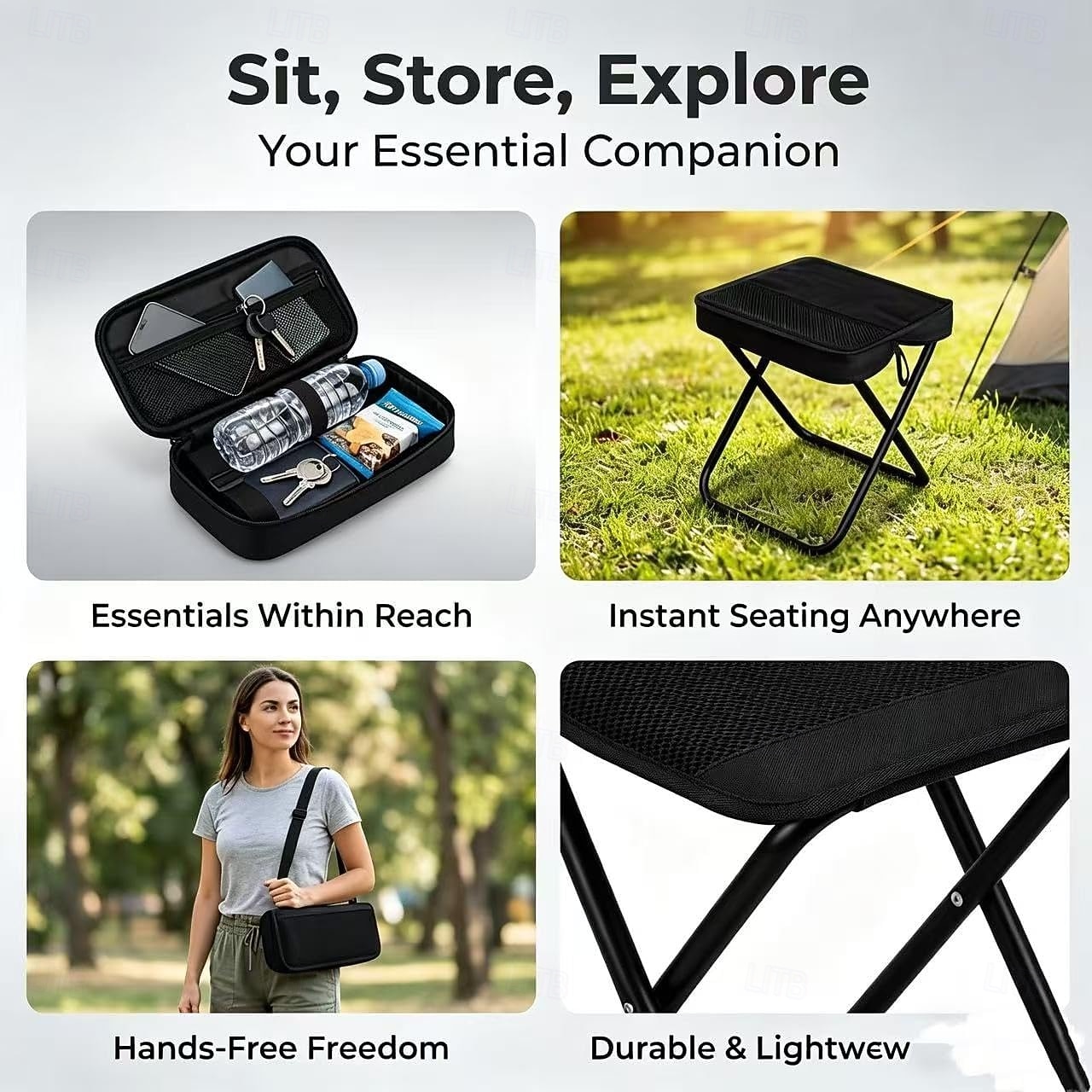 Mochila dobrável com banqueta e bolsos de armazenamento, cadeira portátil e leve para uso externo, ideal para adultos, perfeita para viagens, camping, trilhas, pesca, filas, piqueniques e eventos esportivos. de 2026 por $22.99 –P10