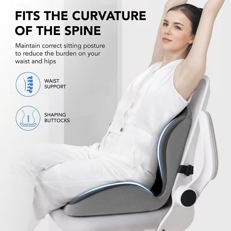 Cuscino ergonomico in memory foam con supporto lombare e per la schiena, ideale per sedia da ufficio, sgabello e sedile auto. Allevia il mal di schiena, riduce la pressione ed è il regalo perfetto per del 2026 a $35.99 –P5