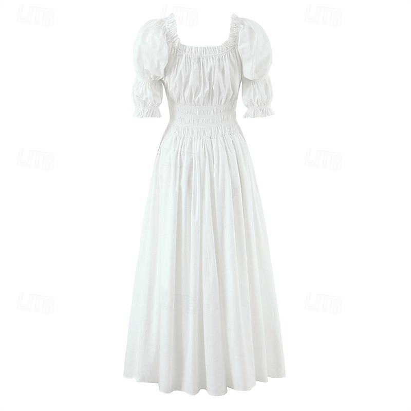 Medieval Renascentist Cottagecore Lungime Gleznă Rochii Chemise Balon / Puf Mâneci scurte vrăjitoare Zana Țăran În U Costume de fancy Pentru femei Fantezie Halloween Carnaval Casul / Zilnic Târgul 2026 - $60.99 –P2