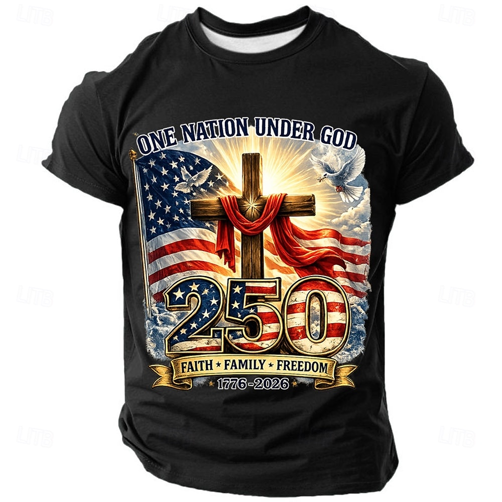 Men's 250th Anniversary Patriotic American Flag 1776 2026 Graphic T Shirt Short Sleeve Crew Neck Summer Street Top 2026 - $18.99 –P5