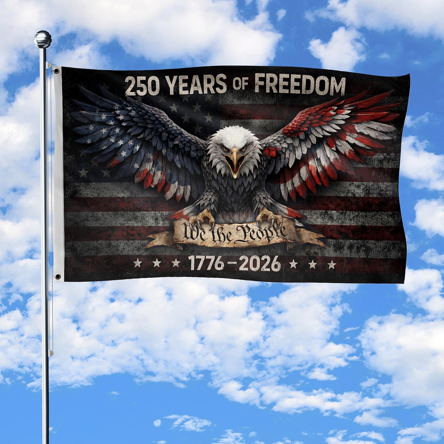 Bandiera americana per il 250° anniversario, 90x150 cm, stampata su entrambi i lati, bandiere per i 250 anni di libertà, stendardo per il 250° anniversario americano, bandiera americana con aquila del 2026 a $19.99 –P1