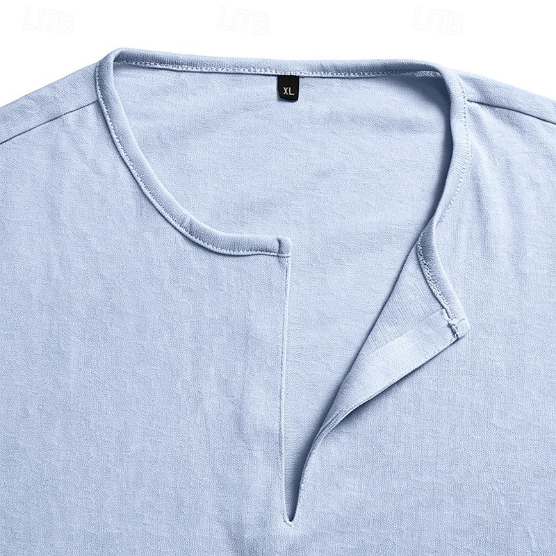 Per uomo Maglietta Maglietta in lino Manica Corta Maniche Corte Scollo a V Primavera & Estate Estate Primavera Semplice Moda Designer Essenziale Morbido Casuale Vacanza Streetwear Blu Bianco Nero del 2026 a $14.99 –P6
