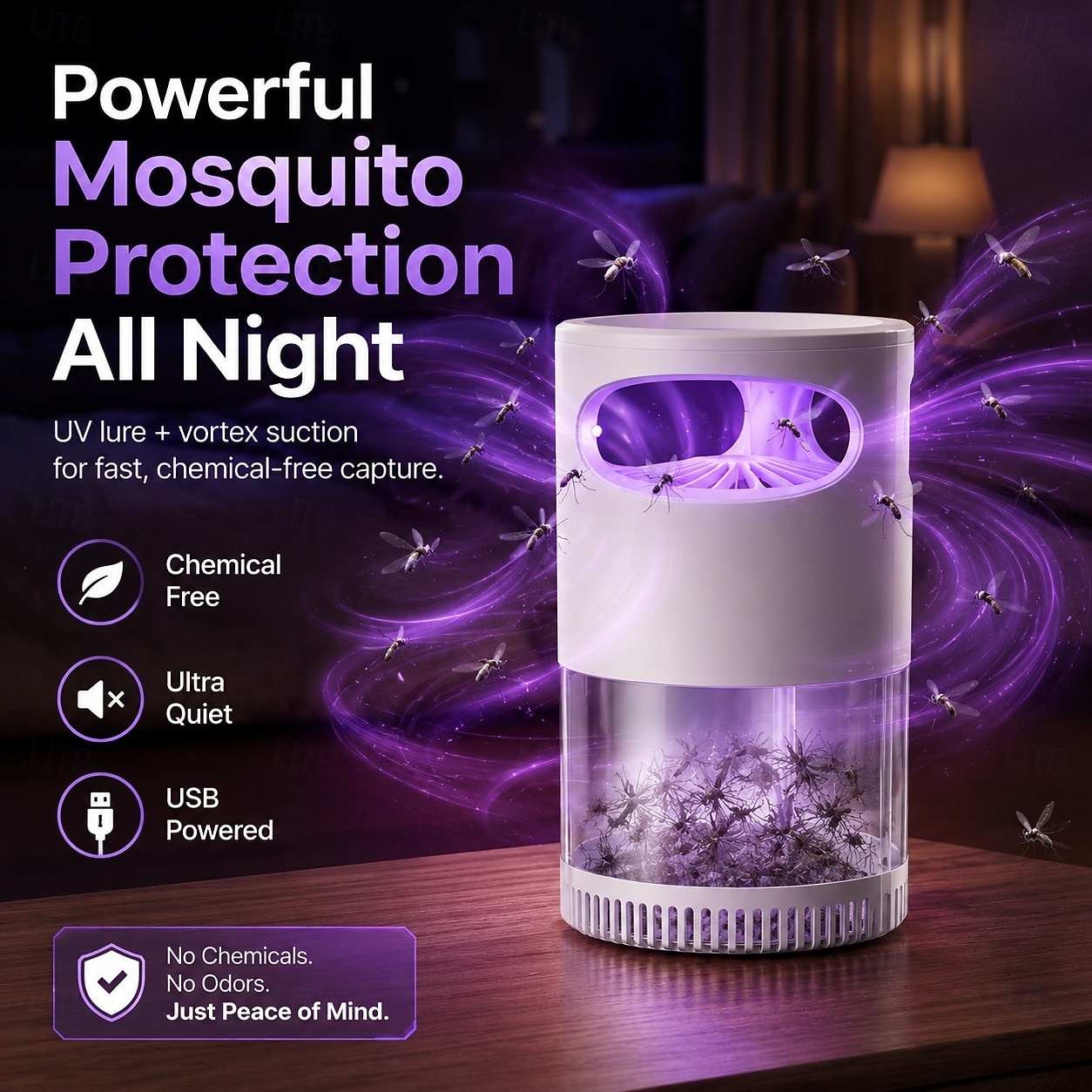 Piège à mouches des fruits, attrape-insectes volants, ventilateur intégré, pour moustiques, moucherons et autres insectes volants, tue-moustiques, lumière bleue efficace de 2026 ? $17.99 –P3