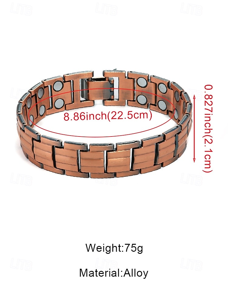 Men's Magnetic Alloy Bracelet,Vintage Copper Link Chain Bracelet for Men,Adjustable Wellness,Fashion Jewelry Gift for Husband Dad,Business,Casual,Multiple Colors 2026 - $11.99 –P8