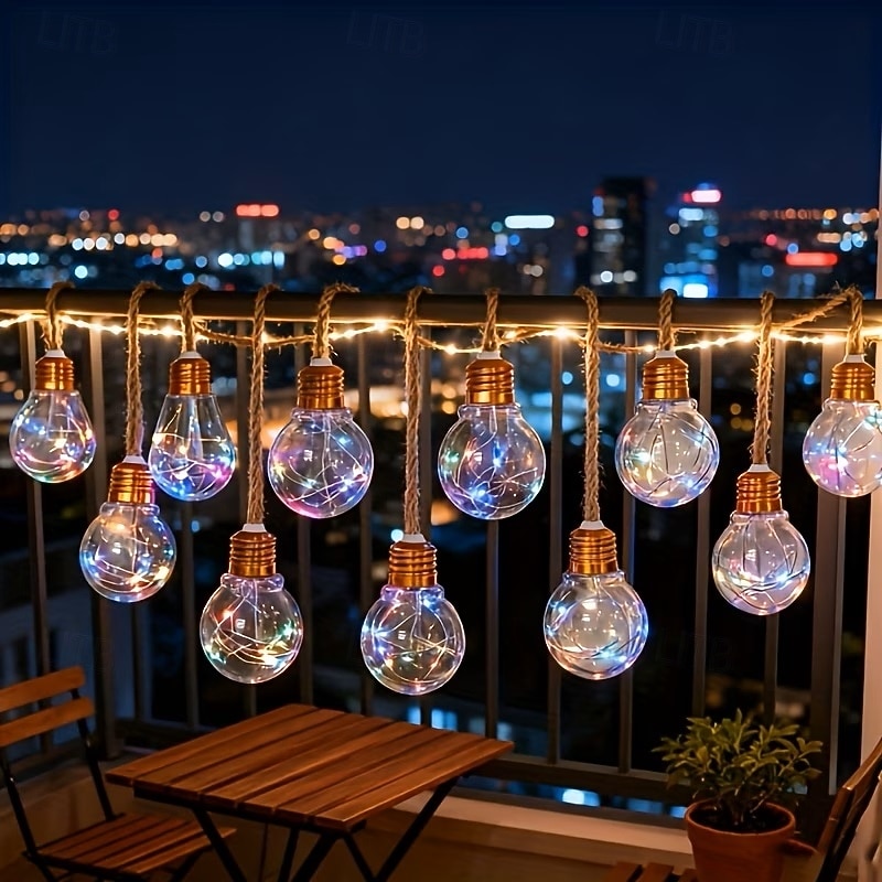 Guirlande lumineuse solaire d'extérieur de 8 m, 16 LED, style rétro, en corde de chanvre, 8 modes d'éclairage, étanche, idéale pour villa, jardin, cour, arbre, camping, café, décoration d'ambiance de de 2026 ? $43.99 –P1