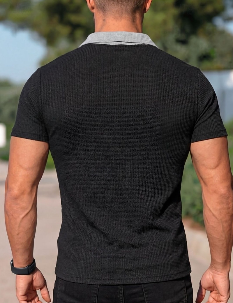 Homme Chemises Polo Gaufre Polo Occasionnel Rue Revers Manche Courte Basique Moderne Bloc de Couleur Avec Poches Poids Léger Été Printemps Coupe régulière Noir Blanche Bleu Roi Vert Kaki Chemises de 2026 ? $18.99 –P15