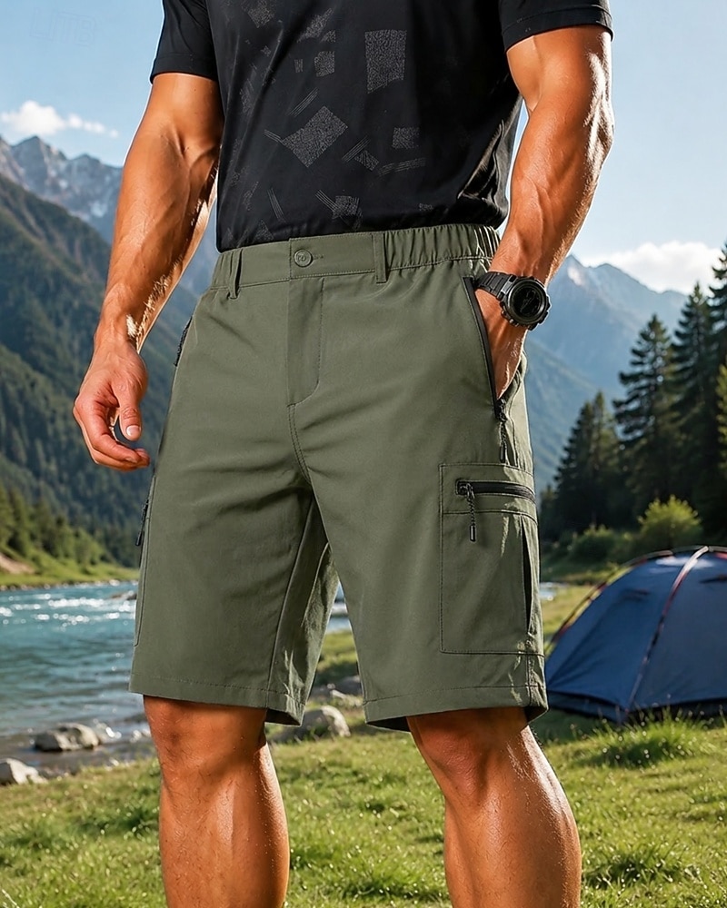 Homens Shorts ao ar livre Bermuda Cargo Shorts de caminhada Calções Cambat Verão Primavera Outono Ao ar livre Moderno Prova-de-Água Secagem Rápida Leve Respirável Calção Zípers Bolsos Cinzento Escuro de 2026 por $12.99 –P6